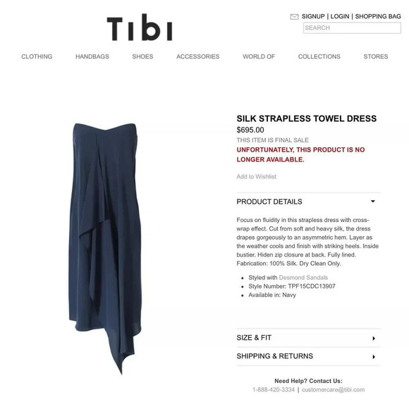 TIBI Strapless Towel Dress Navy Silk Size 2 Chic Effortless Drape Front - Picture 3 of 13